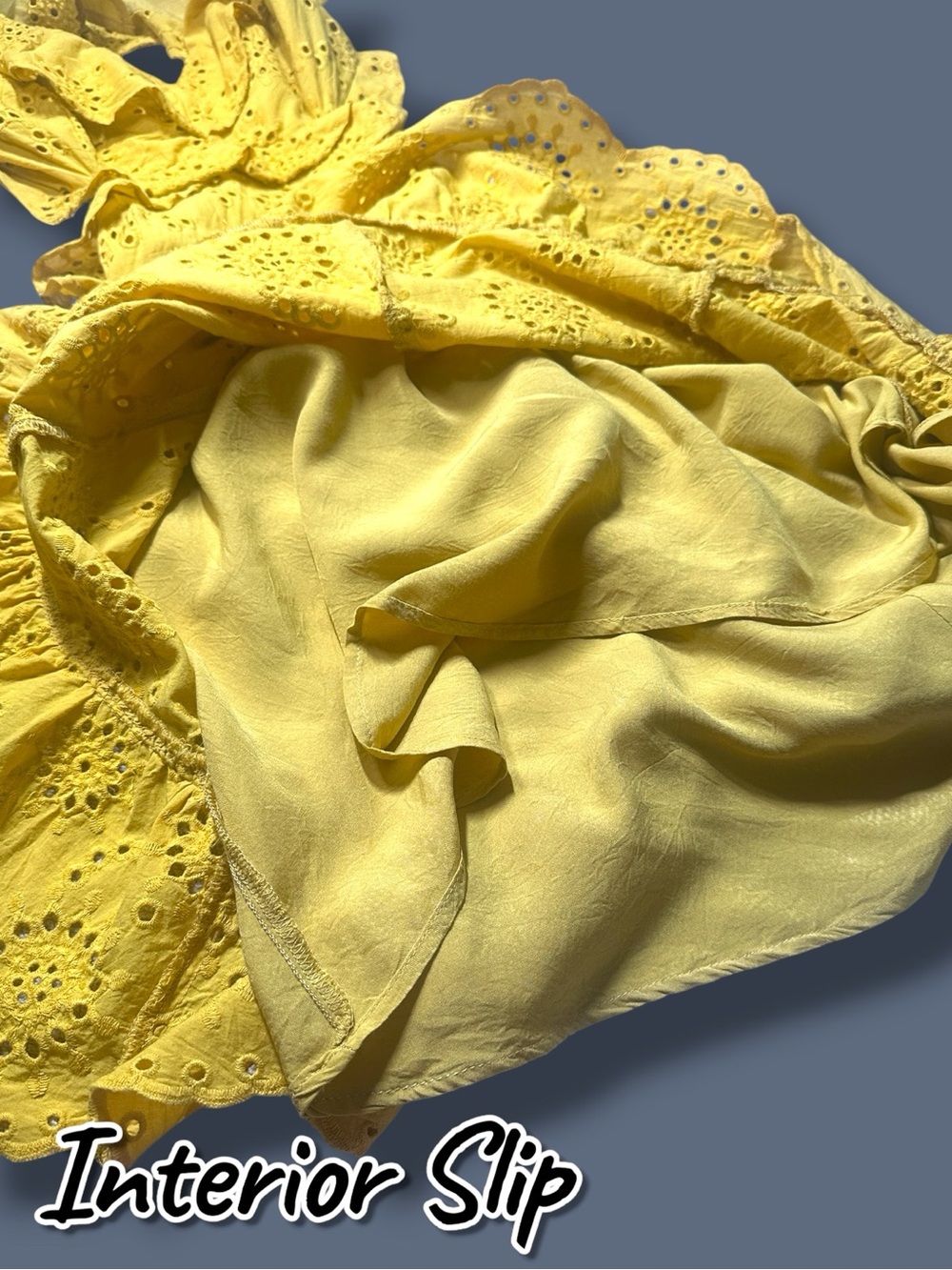ASTR The Label Open Back and Side Eyelet Dress in Yellow. Size Medium - Picture 12 of 14